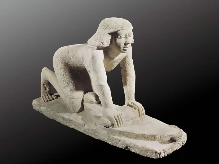 Framed Print : Model of a servant grinding grain. 2494 - 2345 BC. 5th Dynasty. Painted stone. Egyptian art. Old Kingdom. Sculpture on rock. EGYPT. Cairo. Egyptian Museum. Proc: EGYPT. Saqqara Framed Print : Model of a servant grinding grain. 2494 - 2345 BC. 5th Dynasty. Painted stone. Egyptian art. Old Kingdom. Sculpture on rock. EGYPT. Cairo. Egyptian Museum. Proc: EGYPT. Saqqara