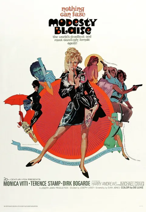 Framed Print : MODESTY BLAISE, US poster, Monica Vitti (center), 1966, TM & copyright 20th Century Fox Film Corp. / courtesy Everett Collection Framed Print : MODESTY BLAISE, US poster, Monica Vitti (center), 1966, TM & copyright 20th Century Fox Film Corp. / courtesy Everett Collection