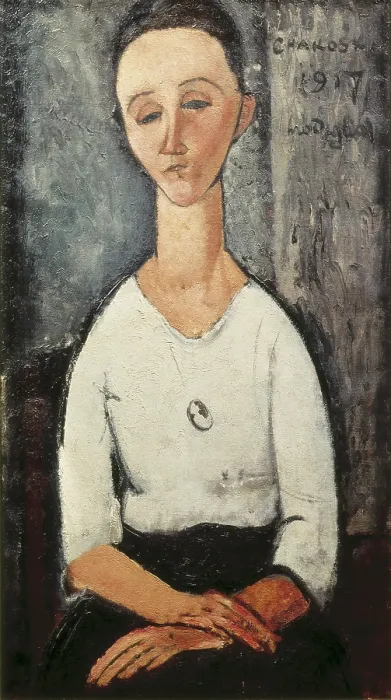 Framed Print : MODIGLIANI, Amedeo (1884-1920). Portrait of Madame Chakowska. 1917. Oil on canvas. BRAZIL. Sao Paulo. Sao Paulo Museum of Art. AISA / Everett Collection**US SALES ONLY** Framed Print : MODIGLIANI, Amedeo (1884-1920). Portrait of Madame Chakowska. 1917. Oil on canvas. BRAZIL. Sao Paulo. Sao Paulo Museum of Art. AISA / Everett Collection**US SALES ONLY**