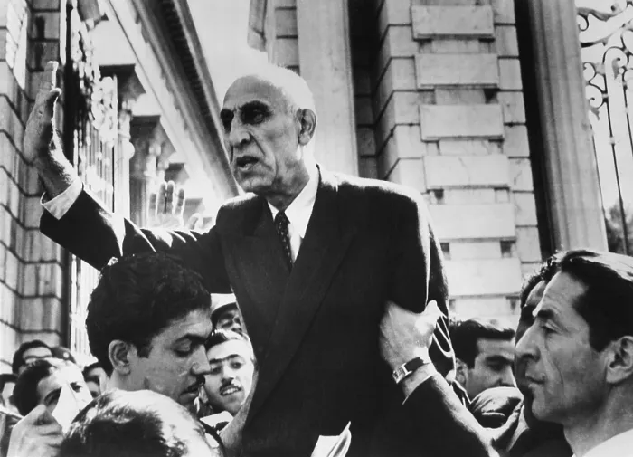 Framed Print : Mohammed Mossadegh speaking outside the Iranian Parliament building, ca. Oct 1, 1951. He repeated his stand on nationalization of the Anglo Iranian Oil Company refinery at Abadan