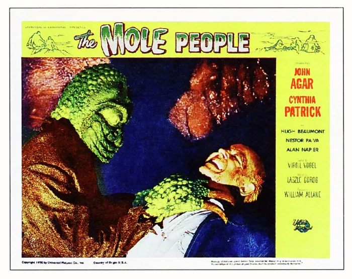 Framed Print : THE MOLE PEOPLE, on right: Nestor Paiva; lobby scene card, 1956