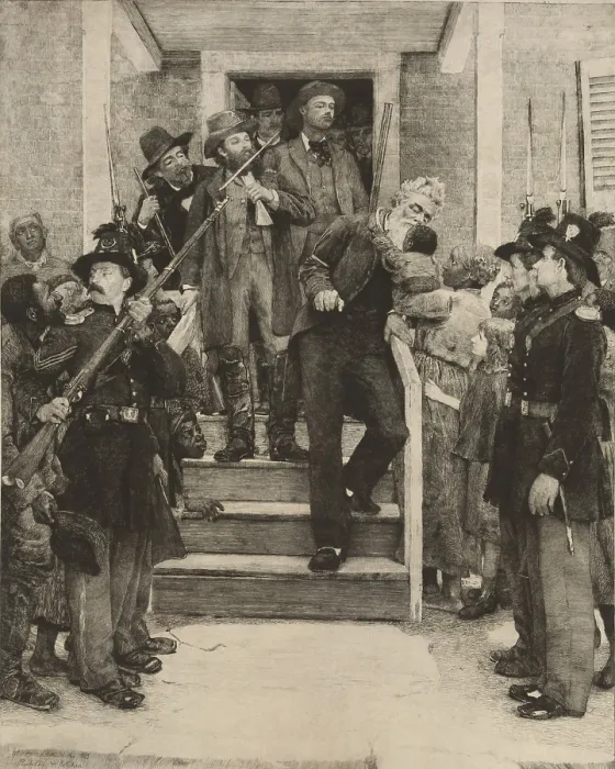 Framed Print : THE LAST MOMENTS OF JOHN BROWN, etching based on the 1884 painting by Thomas Hovenden Framed Print : THE LAST MOMENTS OF JOHN BROWN, etching based on the 1884 painting by Thomas Hovenden