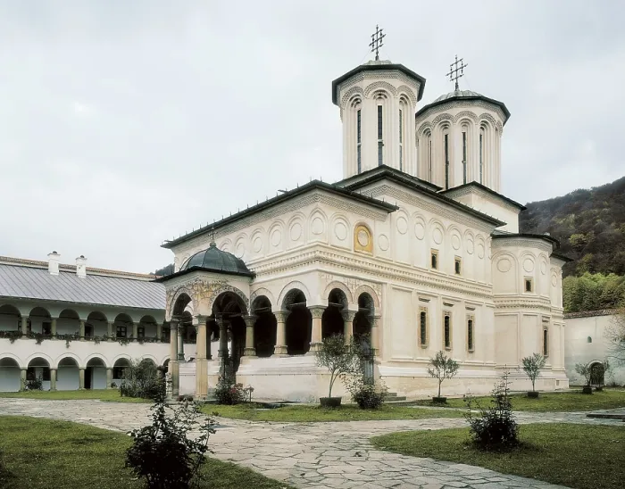 Framed Print : Monastery of Horezu. 1690 - 1692. ROMANIA. VALCEA. Horezu. Monastery of Horezu. Brancovan Style. Main church of the monastery, located at the cloister or 'katholicon'