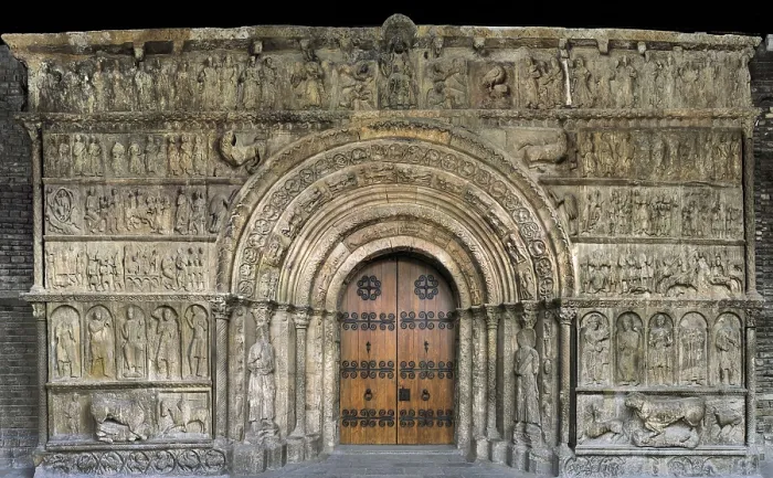 Framed Print : Monastery of Santa Mara de Ripoll. SPAIN. Ripoll. Monastery of Santa Mara de Ripoll. Gate. Romanesque art. Sculpture; Architecture. AISA / Everett Collection**US SALES ONLY**