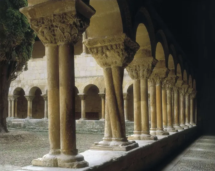 Framed Print : Monastery of Santo Domingo de Silos. s.XI-s.XII. SPAIN. Santo Domingo de Silos. Monastery of Santo Domingo (St. Dominic). Cloister. Romanesque art. Architecture