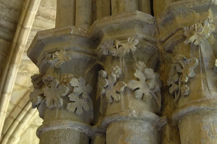 Framed Print : Monastery of Veruela. 1146. SPAIN. Vera de Moncayo. Detail of grapes and vine leaves in the cloister. Cistercian art. Sculpture. AISA / Everett Collection**US SALES ONLY**