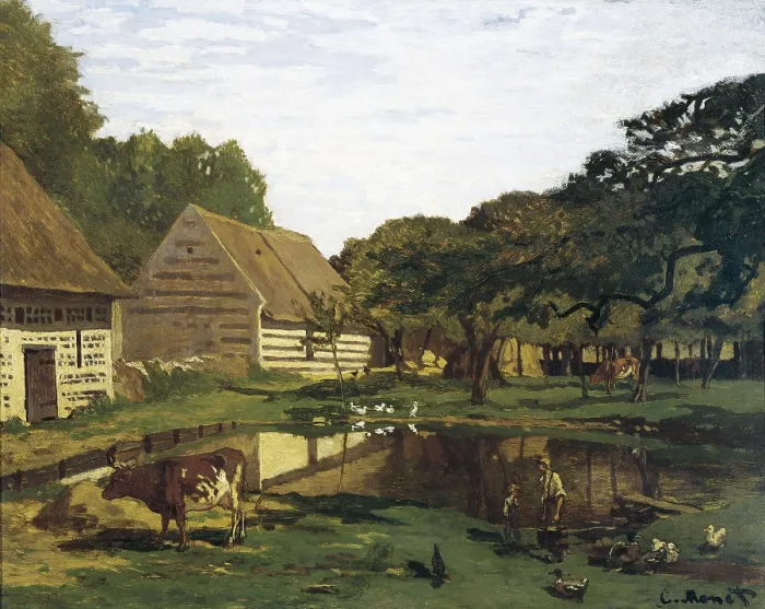 Framed Print : MONET, Claude (1840-1926). A Farmyard in Normandy. 1863. Impressionism. Oil on canvas. FRANCE. Paris. Muse d'Orsay (Orsay Museum). AISA / Everett Collection**US SALES ONLY**