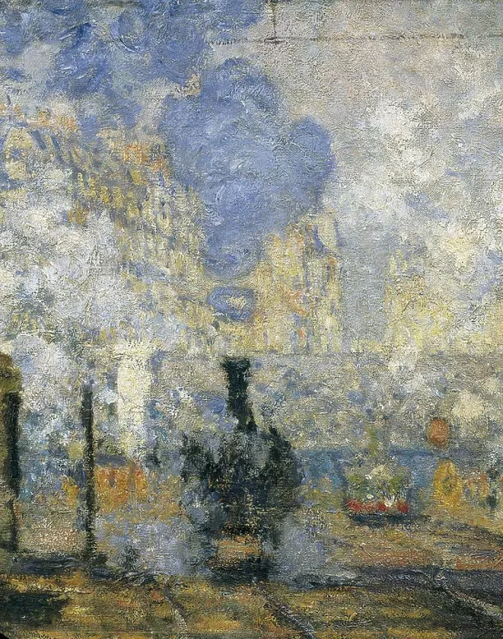 Framed Print : MONET, Claude (1840-1926). The Gare St. 1877. Detail of the train in Paris. Impressionism. Oil on canvas. FRANCE. Paris. Muse d'Orsay (Orsay Museum)