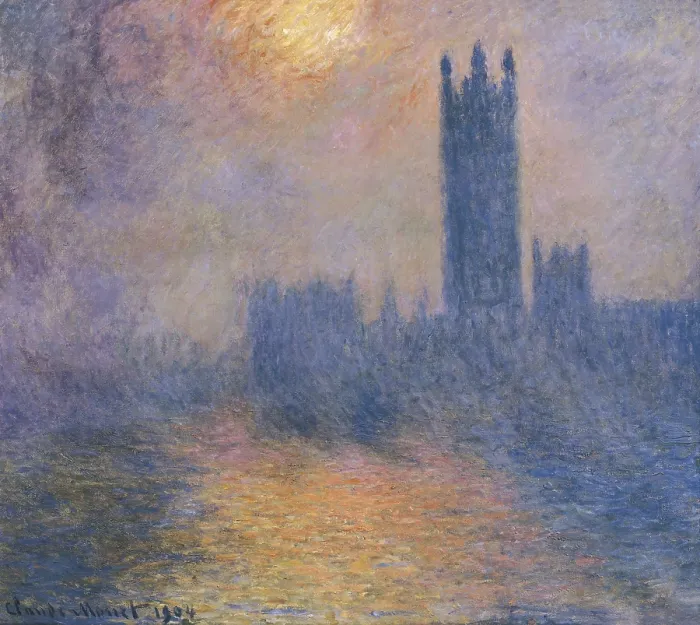 Framed Print : MONET, Claude (1840-1926). The Houses of Parliament, London, with the sun breaking through the fog. 1904. Impressionism. Oil on canvas. FRANCE. Paris