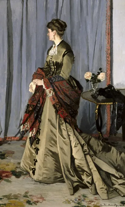 Framed Print : MONET, Claude (1840-1926). Madame Louis Joachim Gaudibert. 1868. Born Marguerite Marcel (1846-1877), wife of a businessman of Havre. Impressionism. Oil on canvas. FRANCE. Paris