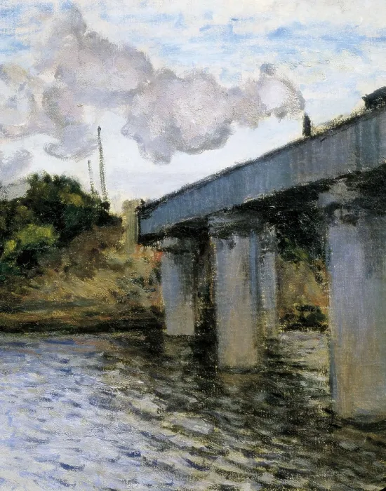 Framed Print : MONET, Claude (1840-1926). The Railway Bridge at Argenteuil. 1873-1874. Left detail. Train crossing the bridge. Impressionism. Oil on canvas. FRANCE. Paris Framed Print : MONET, Claude (1840-1926). The Railway Bridge at Argenteuil. 1873-1874. Left detail. Train crossing the bridge. Impressionism. Oil on canvas. FRANCE. Paris