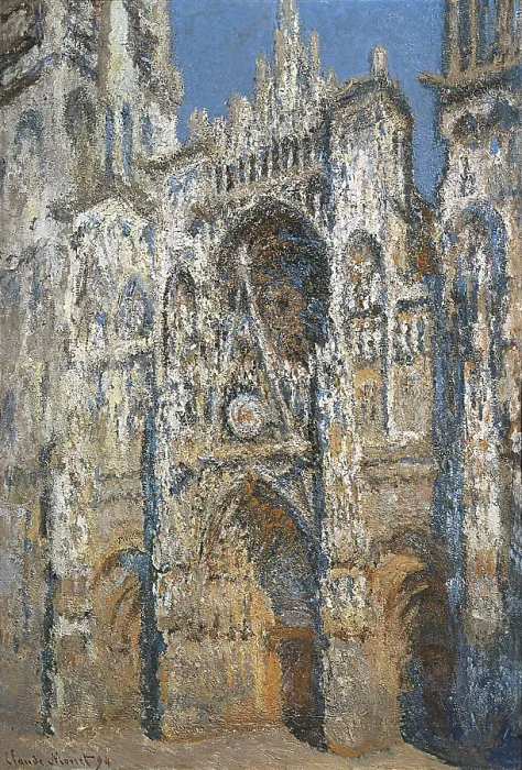 Framed Print : MONET, Claude (1840-1926). Rouen Cathedral, the Portal and the Tower of Saint-Romain, Morning Effect, Harmony in White. 1893. Harmony in white. Impressionism. Oil on canvas