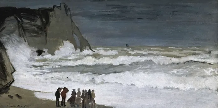 Framed Print : MONET, Claude (1840-1926). Rough Sea at Etretat. 1868-1869. Impressionism. Oil on canvas. FRANCE. Paris. Muse d'Orsay (Orsay Museum). AISA / Everett Collection**US SALES ONLY**