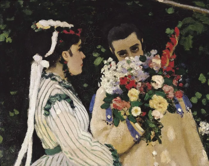 Framed Print : MONET, Claude (1840-1926). Women in the Garden. 1867. Left detail. Couple. Impressionism. Oil on canvas. FRANCE. Paris. Muse d'Orsay (Orsay Museum) Framed Print : MONET, Claude (1840-1926). Women in the Garden. 1867. Left detail. Couple. Impressionism. Oil on canvas. FRANCE. Paris. Muse d'Orsay (Orsay Museum)
