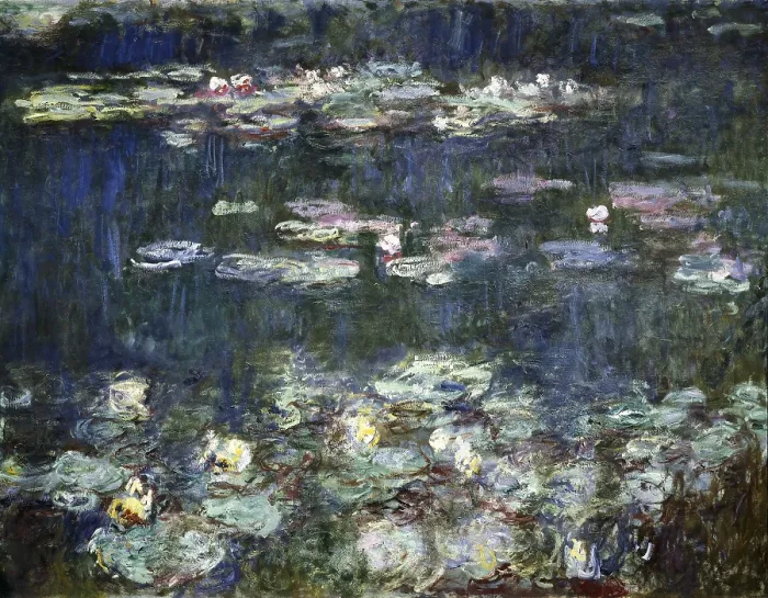 Framed Print : MONETClaude (1840-1926). Waterlilies: Green Reflections. 1914 - 1918. Diptych's right detail. Impressionism. Oil on canvas. FRANCE. Paris. Orangerie Museum