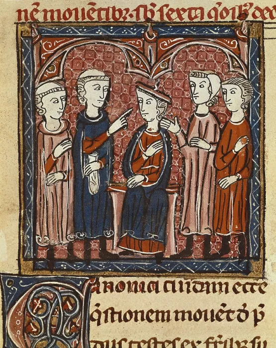 Framed Print : Money agreement. Illustration from 'Decretum Gratiani' ('Gratian's Decree'). Gothic art. Miniature Painting. FRANCE. Laon Framed Print : Money agreement. Illustration from 'Decretum Gratiani' ('Gratian's Decree'). Gothic art. Miniature Painting. FRANCE. Laon