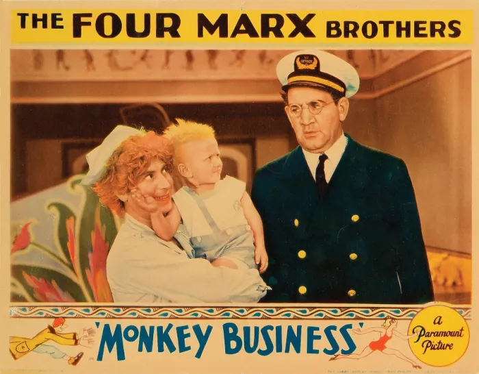 Framed Print : MONKEY BUSINESS, lobbycard, Harpo Marx (left), 1931