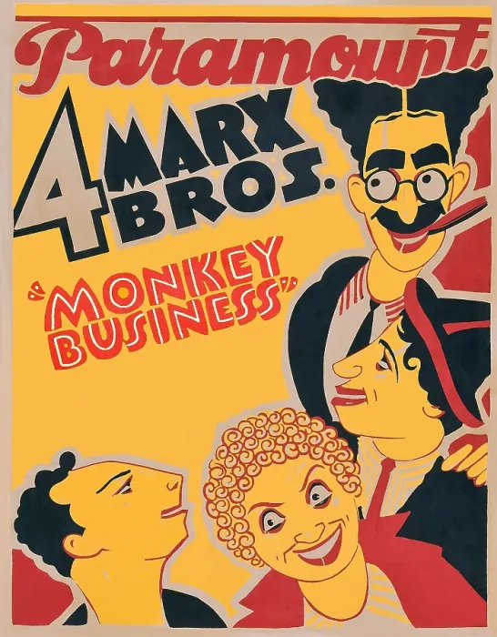 Framed Print : MONKEY BUSINESS, The Marx Brothers-from bottom left: Zepoo Marx, Harpo Marx, Chico Marx, Groucho Marx on jumbo window card, 1931 Framed Print : MONKEY BUSINESS, The Marx Brothers-from bottom left: Zepoo Marx, Harpo Marx, Chico Marx, Groucho Marx on jumbo window card, 1931