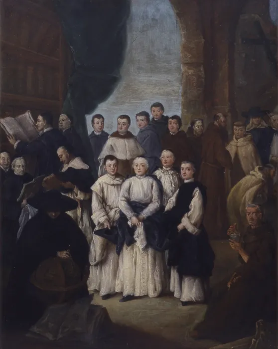 Framed Print : Monks, canons and friars of Venice and nearby islands (Monaci canonici e frati di Venezia e isole vicine), by Pietro Longhi, 1761, 18th Century, oil on canvas - Italy, Veneto