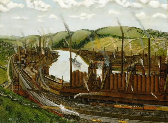 Framed Print : THE MONONGAHELA RIVER VALLEY, by John Kane, 1931, American painting, oil on canvas Framed Print : THE MONONGAHELA RIVER VALLEY, by John Kane, 1931, American painting, oil on canvas