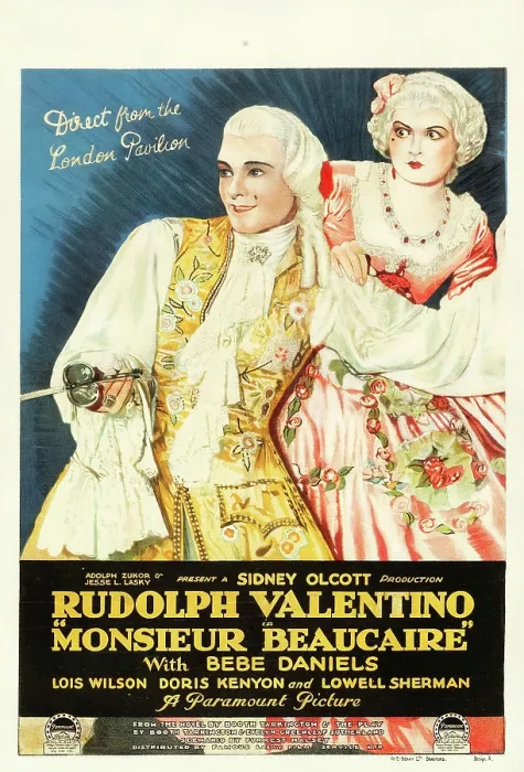 Framed Print : MONSIEUR BEAUCAIRE, l-r: Rudolph Valentino, Bebe Daniels on poster art, 1924