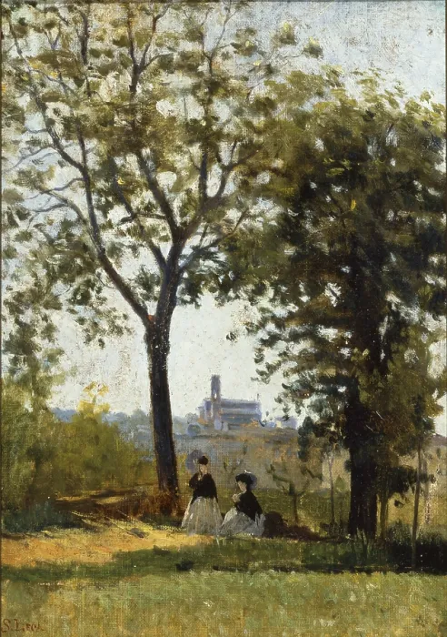Framed Print : Monte alle Croci, by Silvestro Lega, c. 1870, 19th Century, oil on canvas - Whole artwork view Framed Print : Monte alle Croci, by Silvestro Lega, c. 1870, 19th Century, oil on canvas - Whole artwork view