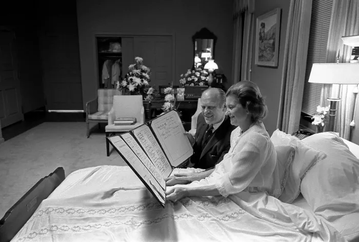 Framed Print : Within two month of becoming First Lady, Betty Ford had breast cancer surgery at Bethesda Naval Hospital. President and Mrs Framed Print : Within two month of becoming First Lady, Betty Ford had breast cancer surgery at Bethesda Naval Hospital. President and Mrs