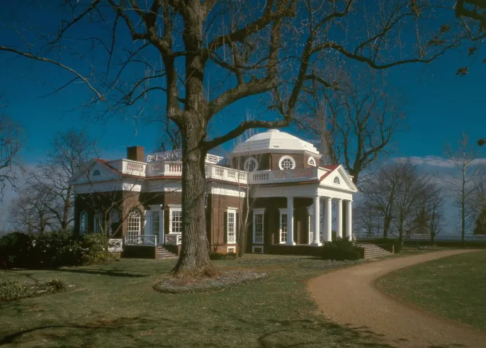 Framed Print : Monticello, the home built by Thomas Jefferson in the 1770s. West faade from the Northwest. 1978 Framed Print : Monticello, the home built by Thomas Jefferson in the 1770s. West faade from the Northwest. 1978