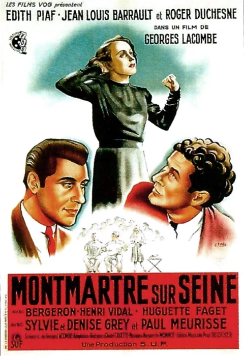Framed Print : MONTMARTRE SUR SEINE, French poster, from left: Roger Duchesne, Edith Piaf, Jean Louis Barrault, 1941 Framed Print : MONTMARTRE SUR SEINE, French poster, from left: Roger Duchesne, Edith Piaf, Jean Louis Barrault, 1941
