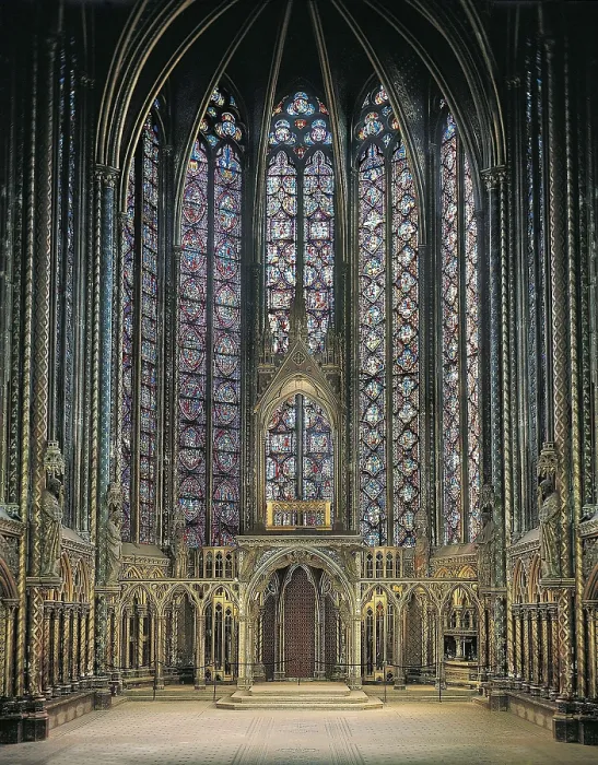 Framed Print : MONTREUIL, Pierre de (13th c.). Sainte-Chapelle (Holy Chapel) of Paris. 1239-1246. FRANCE. Paris. Sainte Chapelle (Holy Chapel). Gothic art. Glass window; Architecture