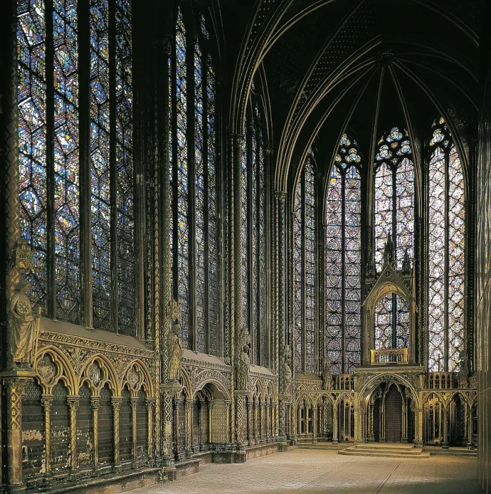 Framed Print : MONTREUIL, Pierre de (13th c.). Sainte-Chapelle (Holy Chapel) of Paris. 1239-1246. FRANCE. Paris. Sainte Chapelle (Holy Chapel). Upper chapel. Gothic art