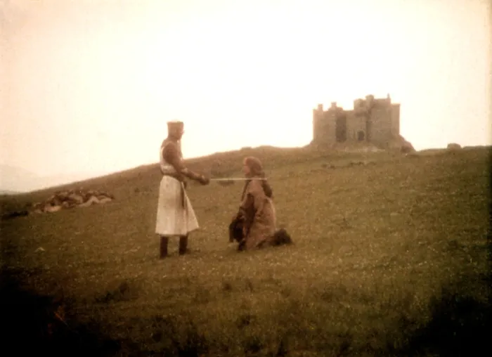Framed Print : MONTY PYTHON AND THE HOLY GRAIL, Graham Chapman, Michael Palin, 1975. (c)Python Pictures. Courtesy: Everett Collection
