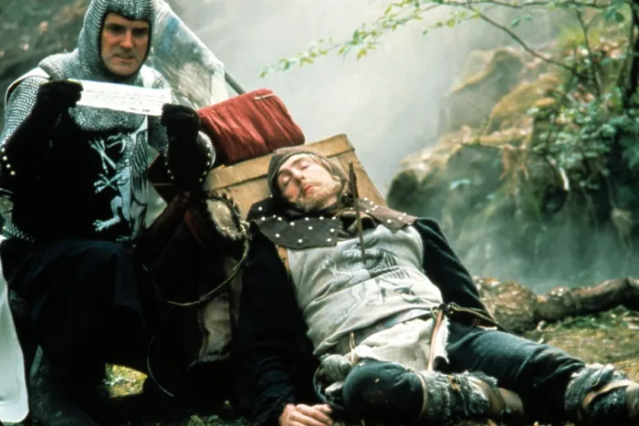 Framed Print : MONTY PYTHON AND THE HOLY GRAIL, John Cleese, Eric Idle, 1975 Framed Print : MONTY PYTHON AND THE HOLY GRAIL, John Cleese, Eric Idle, 1975