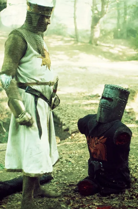 Framed Print : MONTY PYTHON AND THE HOLY GRAIL, from left: Graham Chapman as King Arthur, John Cleese, 1975 montypythonholygrail-fsc11(montypythonholygrail-fsc11) Framed Print : MONTY PYTHON AND THE HOLY GRAIL, from left: Graham Chapman as King Arthur, John Cleese, 1975 montypythonholygrail-fsc11(montypythonholygrail-fsc11)