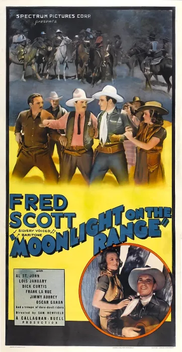 Framed Print : MOONLIGHT ON THE RANGE, top center right and bottom right: Fred Scott, 1937