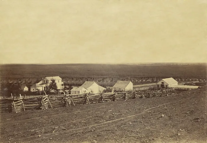 Framed Print : MOORES SUMMIT, KANSAS, 1867, photographed by Alexander Gardner in his Across the Continent on the Union Pacific Railway, Eastern Division series