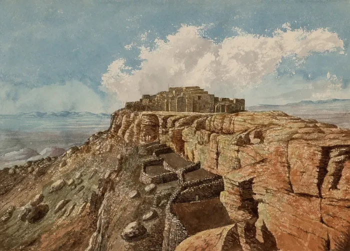Framed Print : MOQUI VILLAGE, ARIZONA, by John Russell Bartlett, watercolor on paper. It was located on the First Mesa in the Hopi Indian Reservation of northern Arizona, near Polacca Framed Print : MOQUI VILLAGE, ARIZONA, by John Russell Bartlett, watercolor on paper. It was located on the First Mesa in the Hopi Indian Reservation of northern Arizona, near Polacca