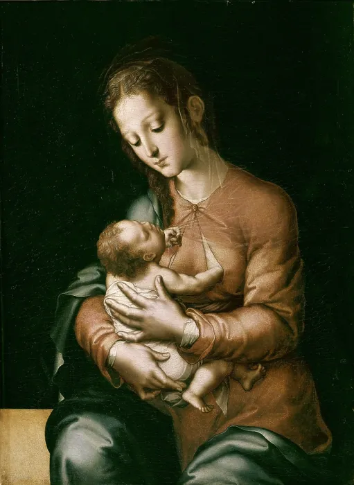 Framed Print : MORALES, Luis de (1515-1586). The Virgin and Child. 1525. Mannerism art. Oil on canvas. SPAIN. Madrid. Prado Museum