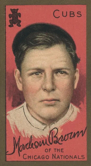Framed Print : Mordecai Three Finger Brown, 1911 baseball card published when he played for the Cleveland Naps (Indians) (BSLOC_2018_3_120)