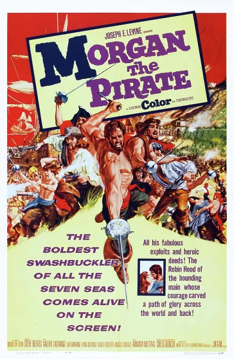 Framed Print : MORGAN, THE PIRATE, (aka MORGAN IL PIRATA), Steve Reeves (center with knife), 1960