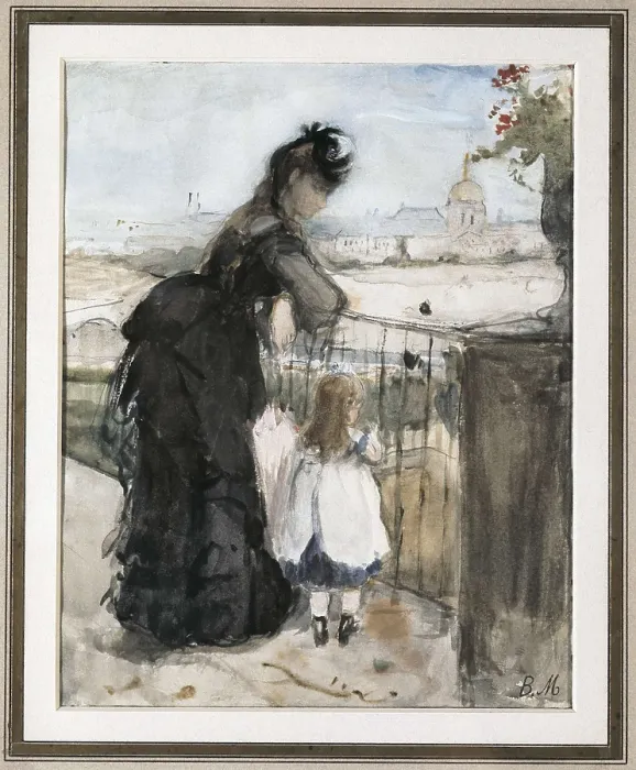 Framed Print : MORISOT, Berthe (1841-1895). In the balcony. 1873. Watercolour on paper. Watercolour. UNITED STATES OF AMERICA. Chicago. Art Institute of Chicago
