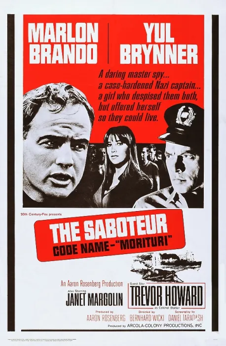 Framed Print : MORITURI, l-r: Marlon Brando, Janet Margolin, Yul Brynner on poster art, 1965, TM and Copyright 20th Century Fox Film Corp. All rights reserved. / courtesy Everett Collection
