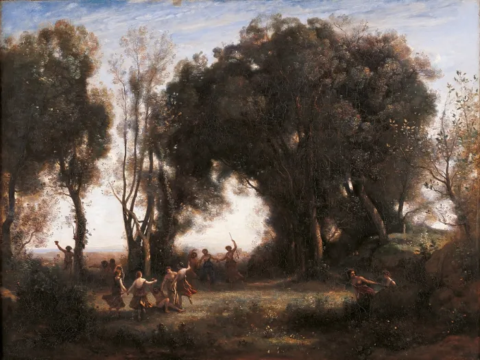 Framed Print : A morning. The Dance of the Nymphs, by Jean-Baptiste-Camille Corot, 1850, 19th Century, oil on canvas - France, Paris, Muse d'Orsay. Whole artwork view Framed Print : A morning. The Dance of the Nymphs, by Jean-Baptiste-Camille Corot, 1850, 19th Century, oil on canvas - France, Paris, Muse d'Orsay. Whole artwork view