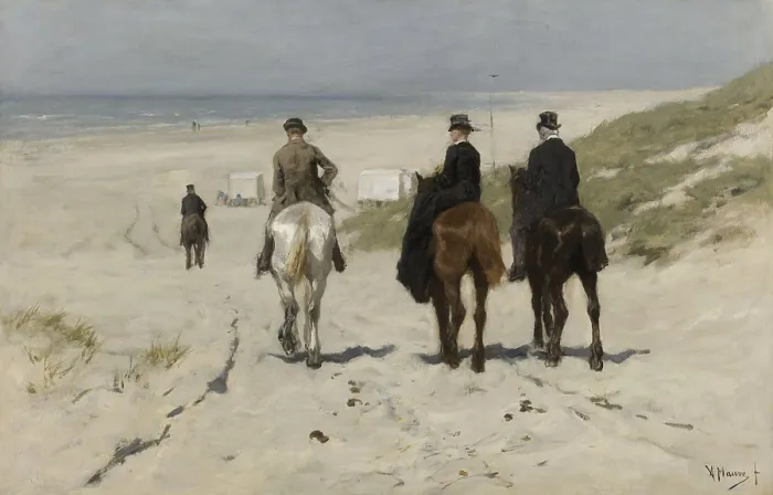 Framed Print : Morning Ride along the Beach, by Anton Mauve, 1876, Dutch painting, oil on canvas