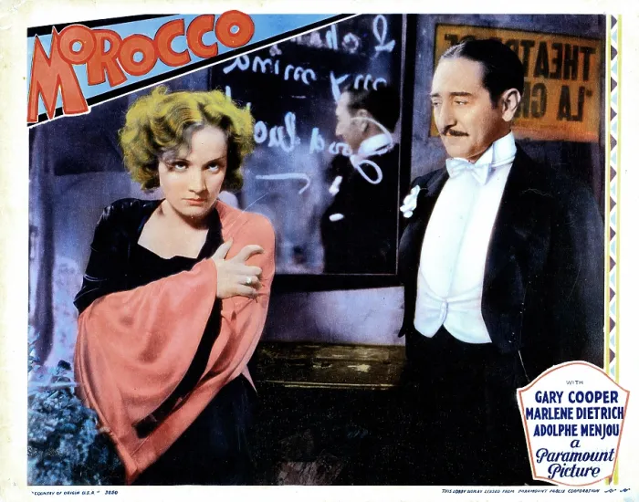 Framed Print : MOROCCO, from left, Marlene Dietrich, Adolphe Menjou, 1930