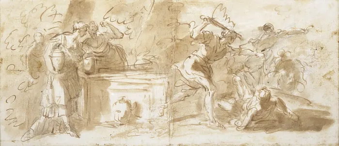 Framed Print : Moses and the Daughters of Jethro (Mos e le figlie di Jetro), by Sebastiano Ricci, 1720, 18th century, black pencil, pen, ink and watercolor light brown paper Framed Print : Moses and the Daughters of Jethro (Mos e le figlie di Jetro), by Sebastiano Ricci, 1720, 18th century, black pencil, pen, ink and watercolor light brown paper