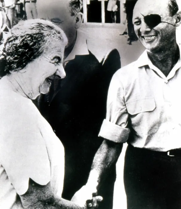 Framed Print : Moshe Dayan (r.), with Golda Meir ca. 1970. Courtesy: CSU Archives / Everett Collection Framed Print : Moshe Dayan (r.), with Golda Meir ca. 1970. Courtesy: CSU Archives / Everett Collection