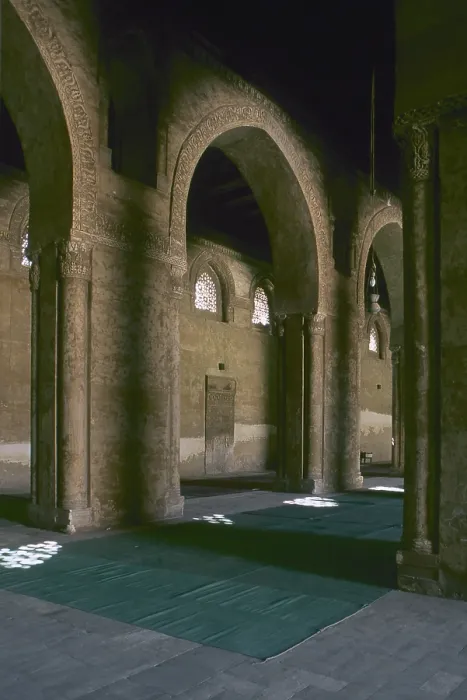 Framed Print : Mosque of Ibn Tulun, 876-879, 9th Century, brickwork - Whole artwork view. Foreshortening view of the arches dividing the immense space of the prayer hall into bays