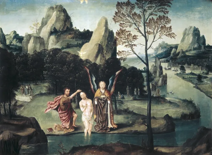 Framed Print : MOSTAERT, Gillis (1534-1598). Baptism of Jesus. 16th c. Flemish art. Oil. BELGIUM. Tournai. Fine Arts Museum. - Maeyaert / Iberfoto / Everett Collection (315285)**US SALES ONLY** Framed Print : MOSTAERT, Gillis (1534-1598). Baptism of Jesus. 16th c. Flemish art. Oil. BELGIUM. Tournai. Fine Arts Museum. - Maeyaert / Iberfoto / Everett Collection (315285)**US SALES ONLY**