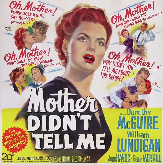 Framed Print : MOTHER DIDN'T TELL ME, US poster art, center: Dorothy McGuire, 1950. TM and copyright 20th Century Fox Film Corp. All rights reserved / courtesy Everett Collection